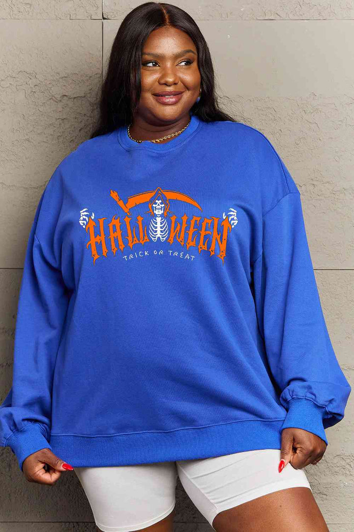 Simply Love Full Size HALLOWEEN TRICK OR TREAT Graphic Sweatshirt |1mrk.com