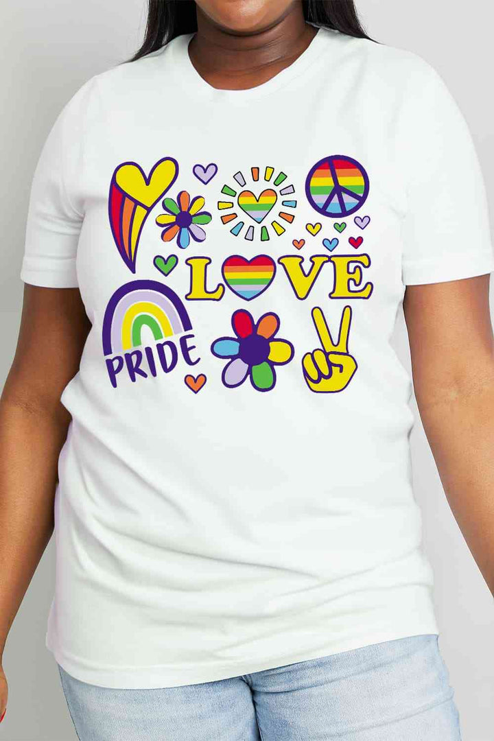 Simply Love Full Size LOVE PRIDE Graphic Cotton Tee | 1mrk.com