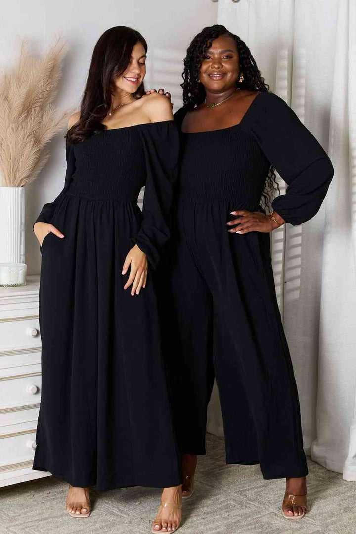 Double Take Square Neck Jumpsuit with Pockets | 1mrk.com