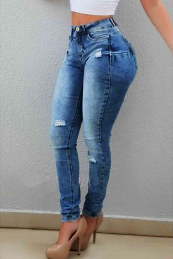 Distressed Long Jeans | 1mrk.com