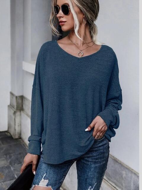 Full Size Round Neck Dropped Shoulder Tied T-Shirt | 1mrk.com