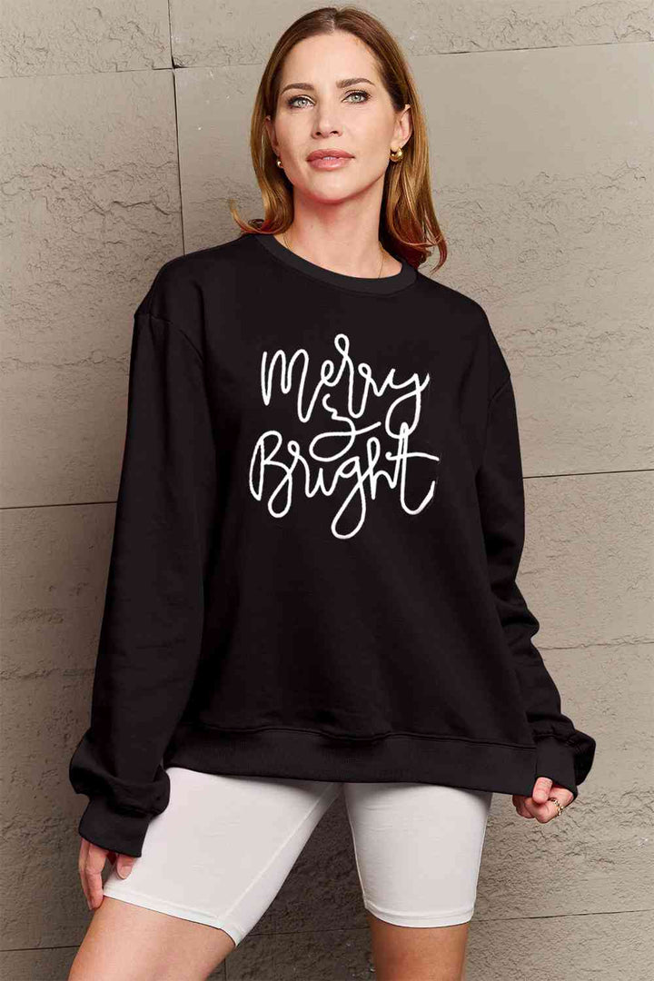 Simply Love Full Size MERRY AND BRIGHT Graphic Sweatshirt |1mrk.com