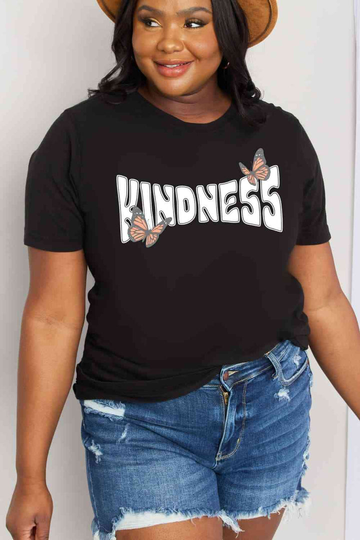 Simply Love Full Size KINDNESS Butterfly Graphic Cotton Tee | 1mrk.com