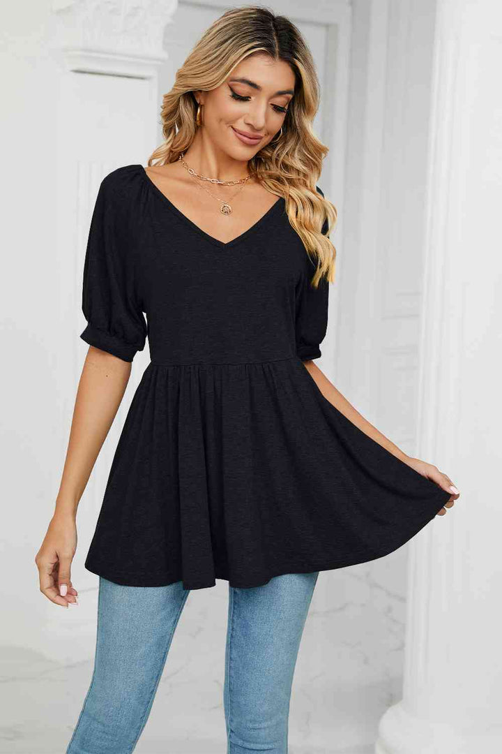 V-Neck Babydoll Top | 1mrk.com