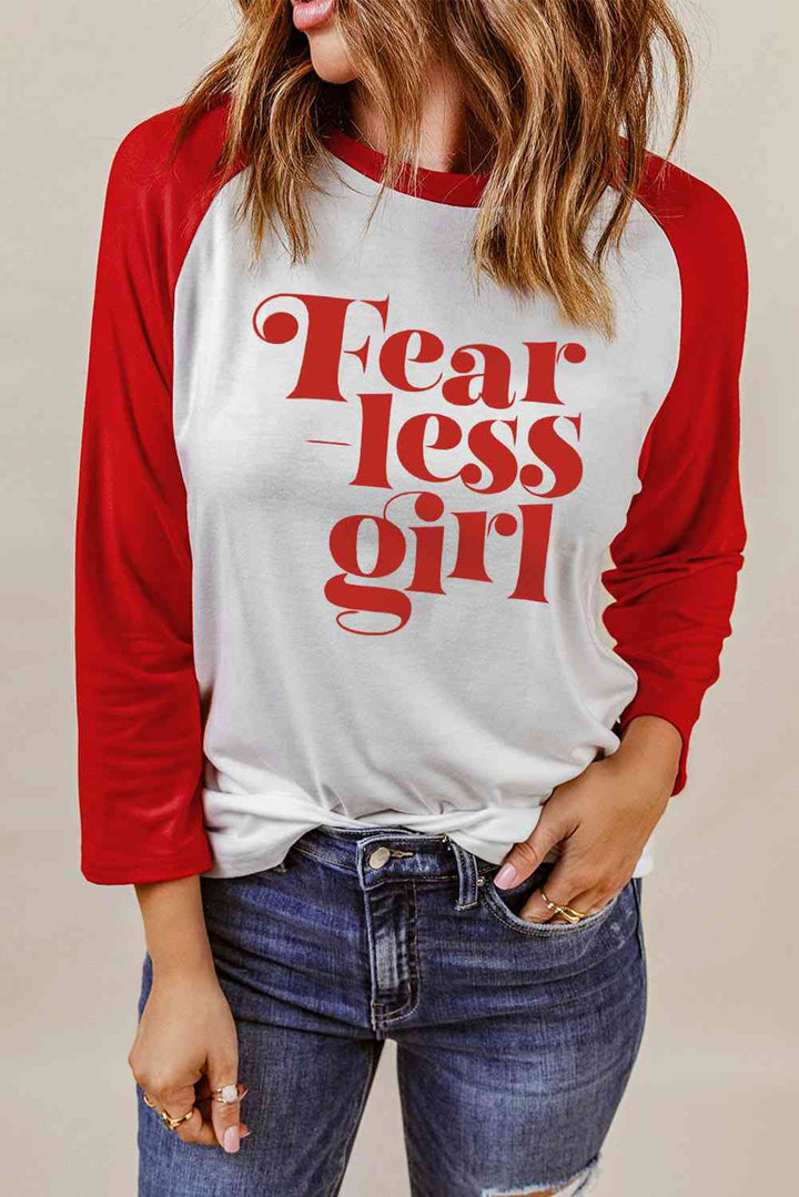 FEARLESS GIRL Graphic Raglan Sleeve Top | 1mrk.com