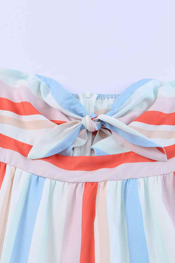 Striped Strapless Sweetheart Neck Dress |1mrk.com