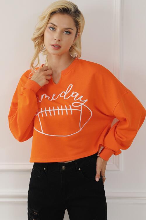 GAME DAY Ball Graphic Notched Sweatshirt |1mrk.com