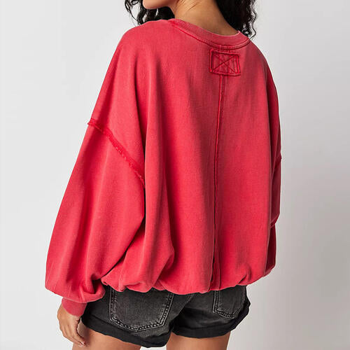 Exposed Seam Dropped Shoulder Sweatshirt |1mrk.com