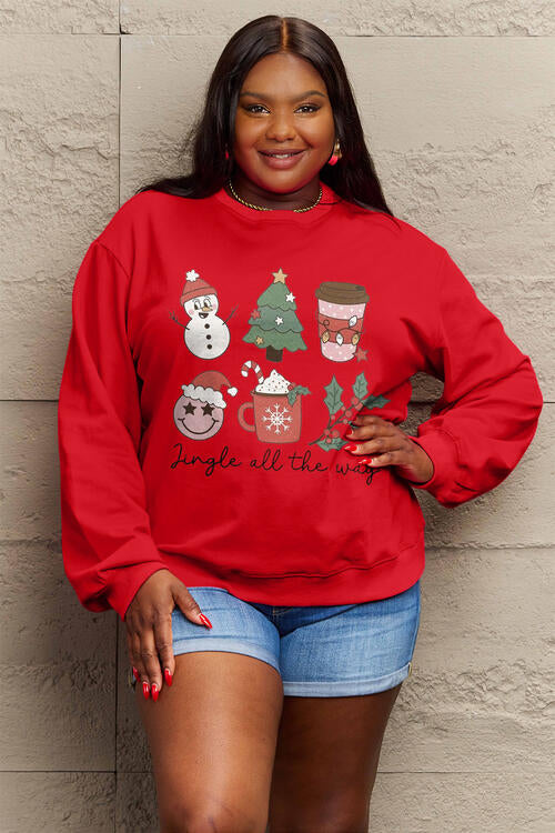 Simply Love Full Size JINGLE ALL THE WAY Long Sleeve Sweatshirt |1mrk.com