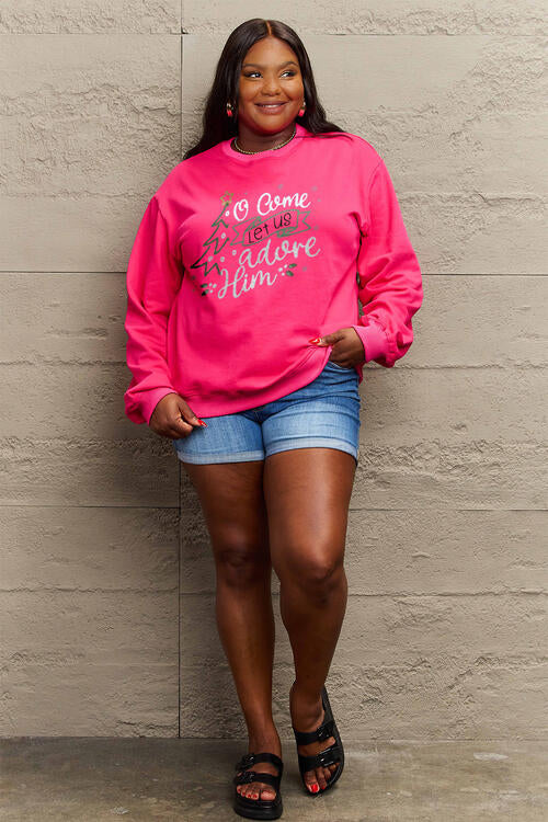 Simply Love Full Size Letter Graphic Long Sleeve Sweatshirt | 1mrk.com