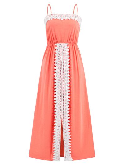 Slit Lace Detail Spaghetti Strap Dress | Trendsi