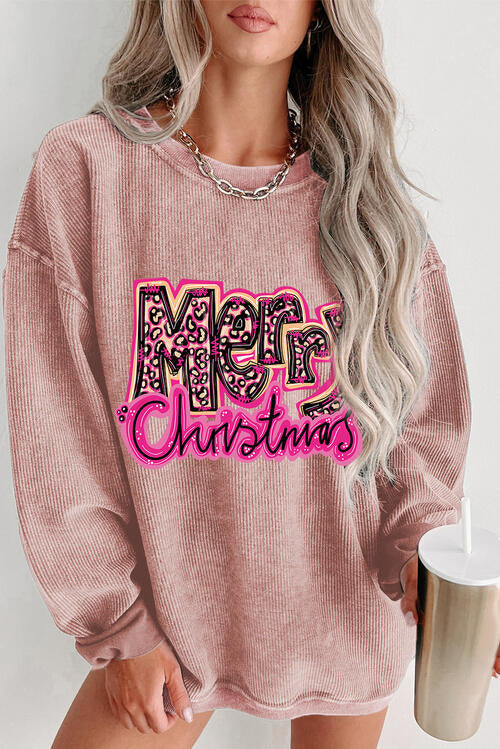 MERRY CHRISTMAS Round Neck Long Sleeve Sweatshirt |1mrk.com