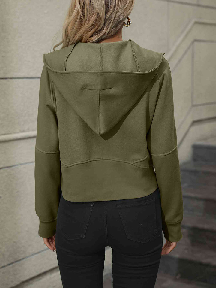 Zip-Up Raglan Sleeve Hoodie with Pocket | 1mrk.com