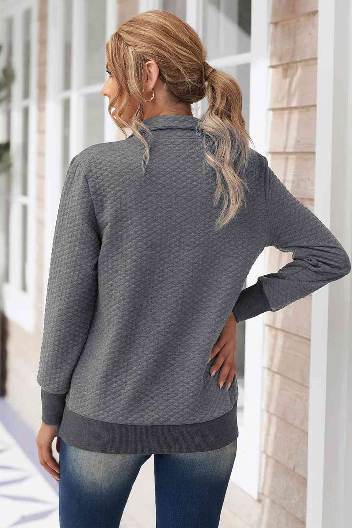 Collared Neck Long Sleeve Top |1mrk.com