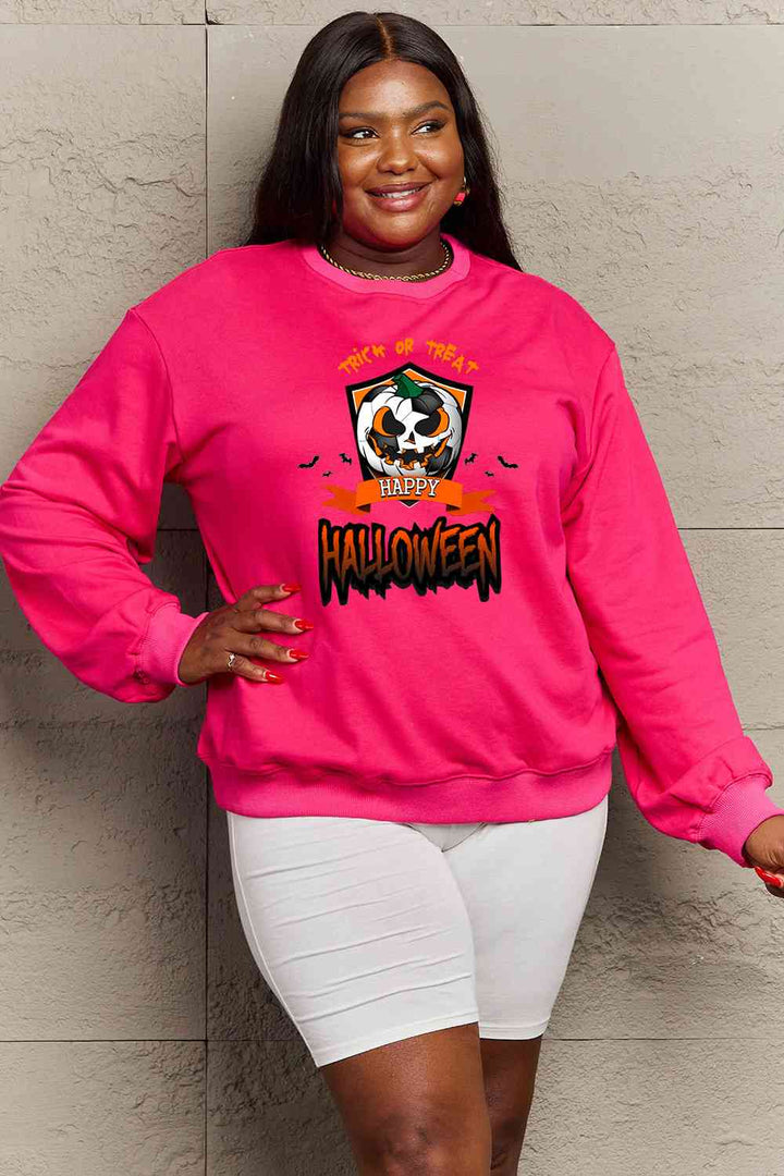 Simply Love Full Size TRICK OR TREAT HAPPY HALLOWEEN Graphic Sweatshirt |1mrk.com