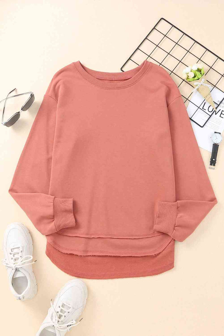 Side Slit Drop Shoulder Sweatshirt |1mrk.com