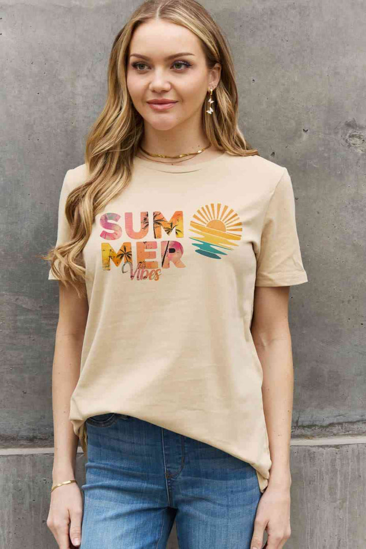 Simply Love Full Size SUMMER VIBES Graphic Cotton Tee | 1mrk.com