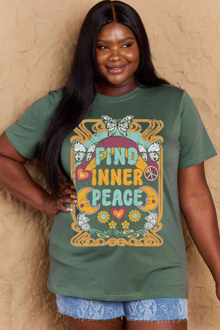 Simply Love Full Size FIND INNER PEACE Graphic Cotton T-Shirt | 1mrk.com