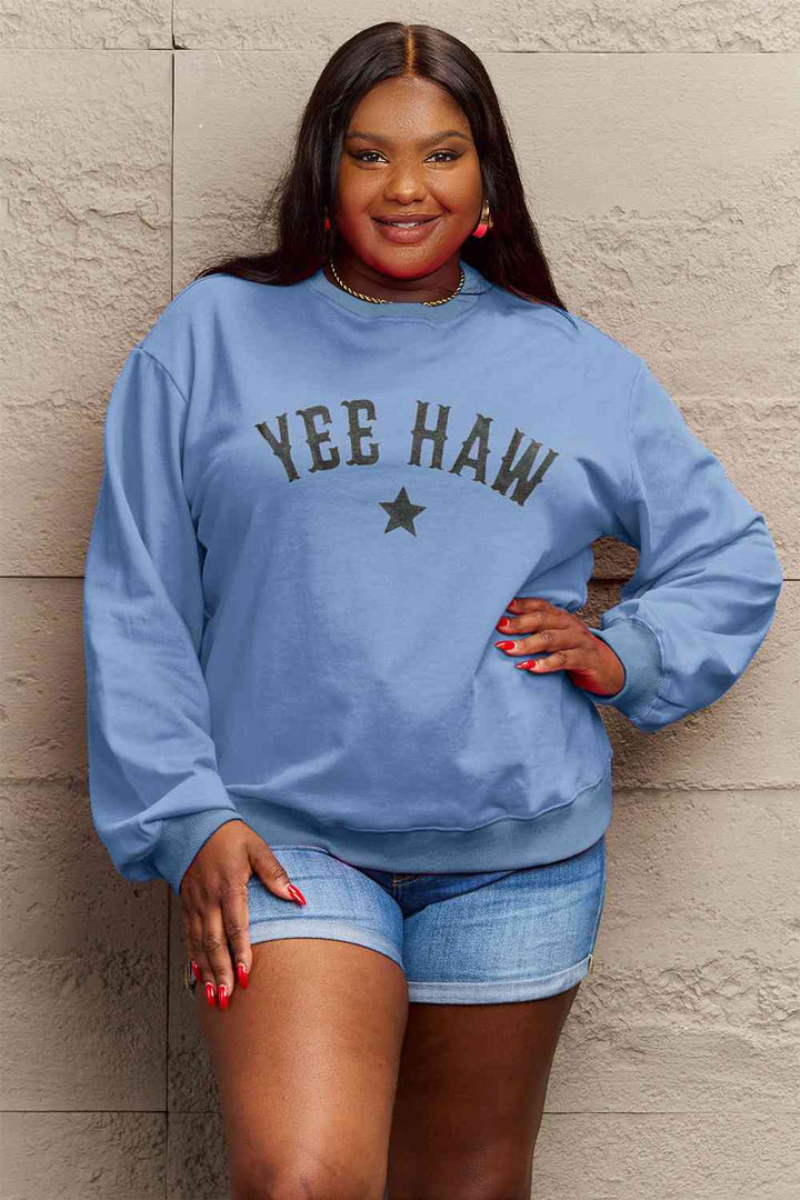 Simply Love Full Size YEEHAW Graphic Round Neck Sweatshirt |1mrk.com