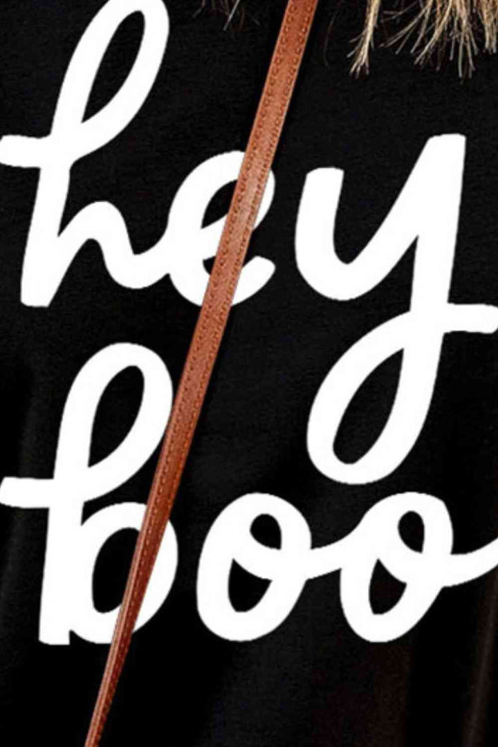 HEY BOO Graphic Round Neck T-Shirt | 1mrk.com