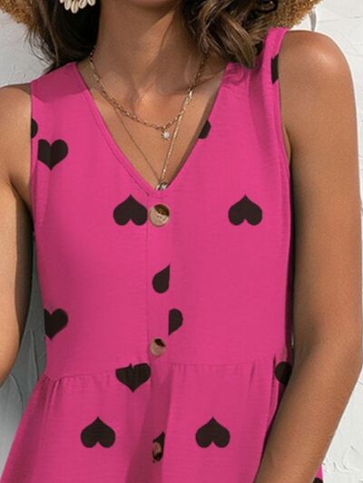 Decorative Button V-Neck Sleeveless Dress | Trendsi