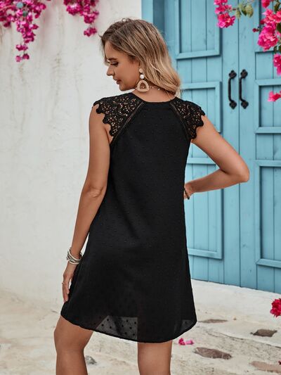 Lace Detail Tie Neck Mini Dress | Trendsi