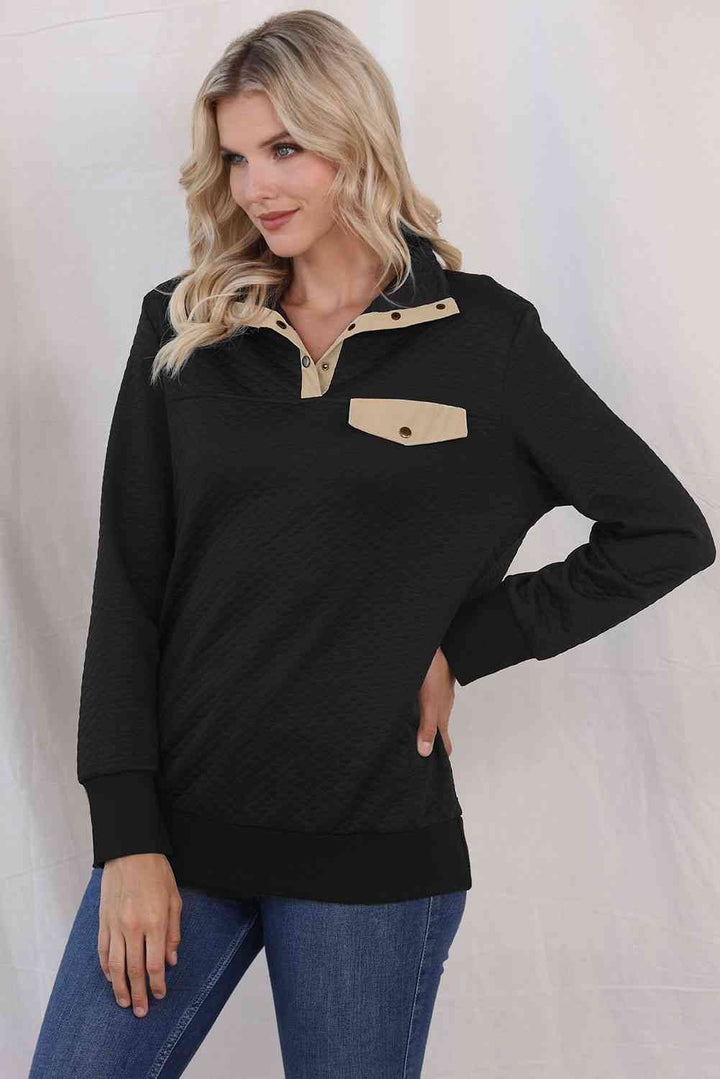 Collared Neck Long Sleeve Top |1mrk.com