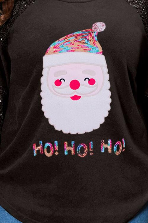 Plus Size Santa Graphic Sequin Long Sleeve Sweatshirt |1mrk.com