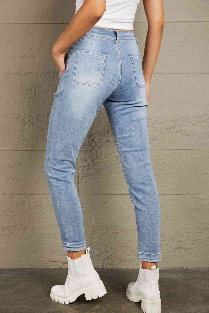 Baeful Button Fly Center Seam High Rise Jeans | 1mrk.com