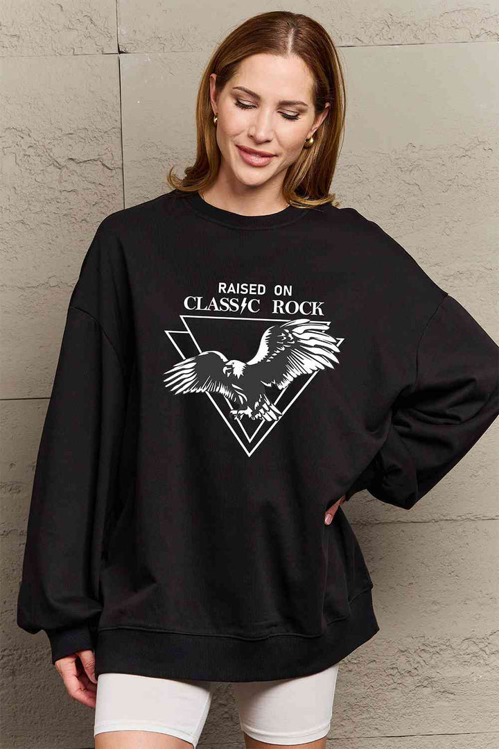 Simply Love Full Size Eagle Graphic Drop Shoulder Sweatshirt |1mrk.com