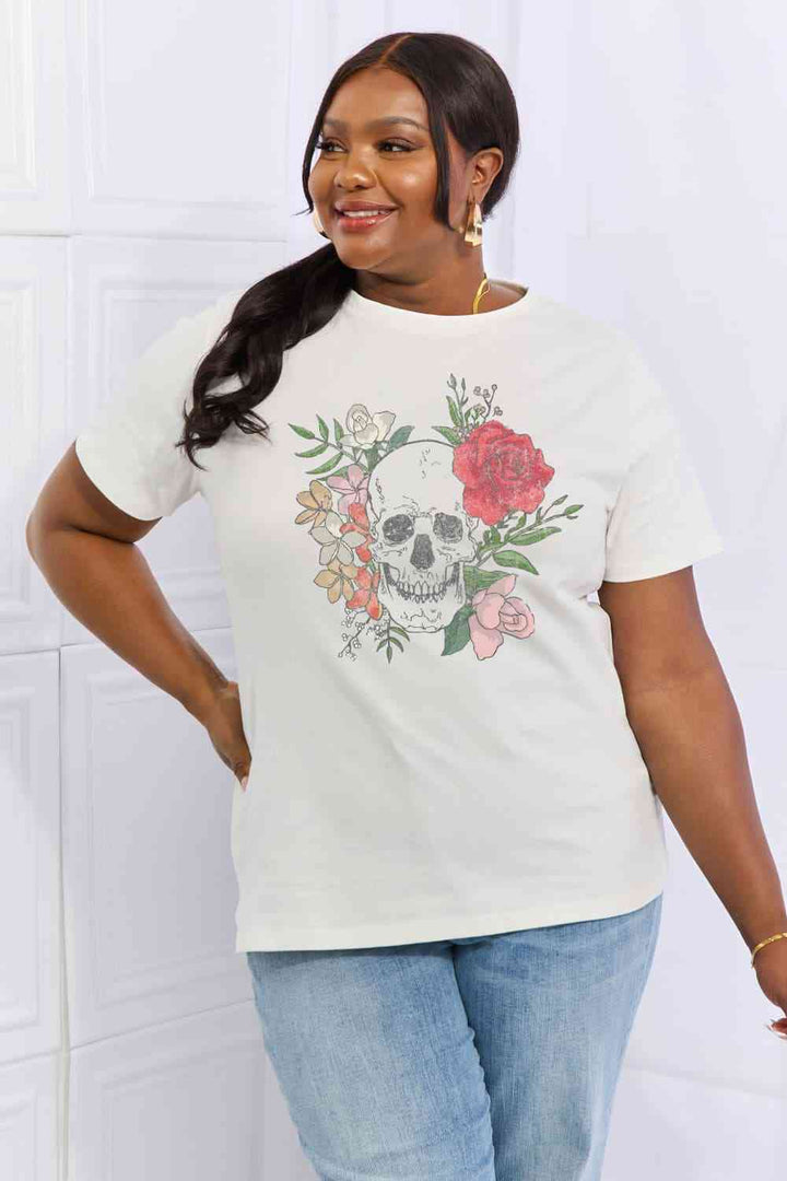 Simply Love Simply Love Full Size Skull Graphic Cotton Tee | 1mrk.com