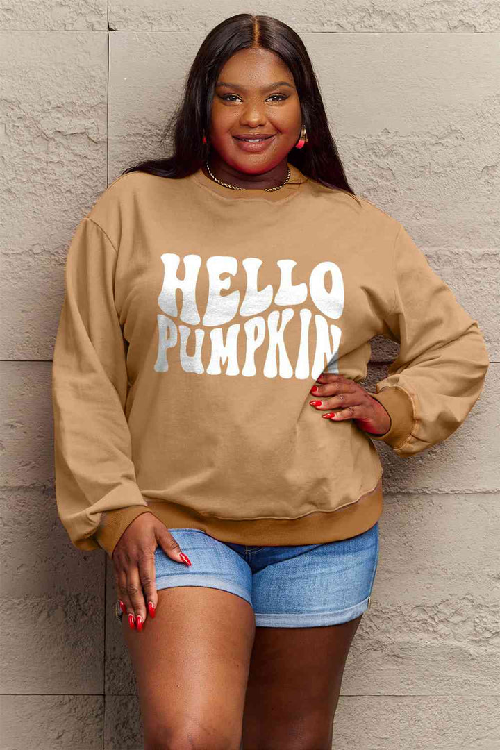 Simply Love Full Size HELLO PUMPKIN Graphic Sweatshirt |1mrk.com