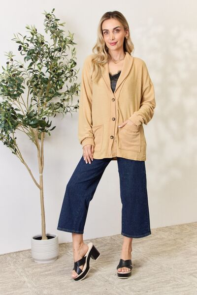 Heimish Full Size Button Up Long Sleeve Cardigan | Trendsi