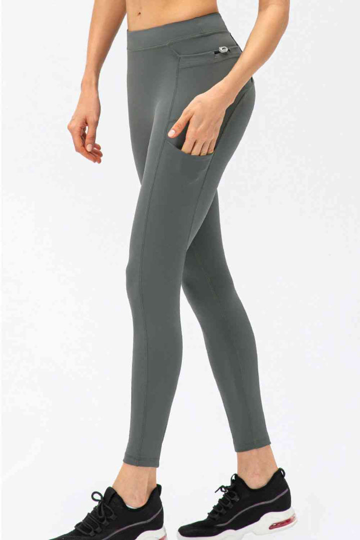 Full Size Slim Fit High Waist Long Sports Pants with Pockets |1mrk.com