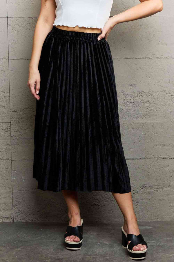 Ninexis Accordion Pleated Flowy Midi Skirt |1mrk.com