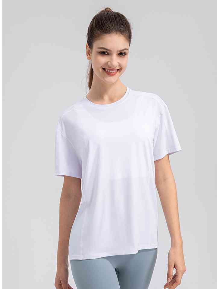 Round Neck Short Sleeve Active Top | 1mrk.com