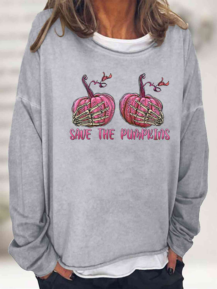 SAVE THE PUMPKIN Graphic Full Size Sweatshirt |1mrk.com