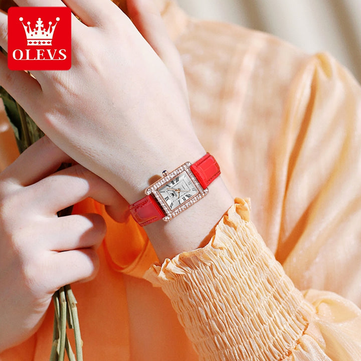 OLEVS 9935 Watches Top Brand Luxury women Bling Quartz Square OLEVS