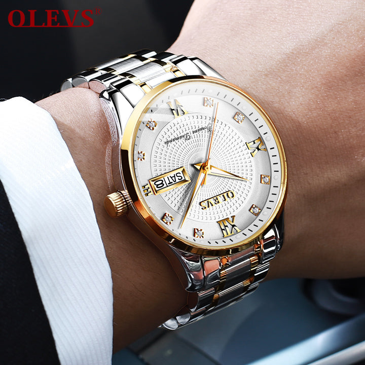 6603 OLEVS HandWatch Brand Luxury Men Business Watch Gold Diamond Mechanical OLEVS
