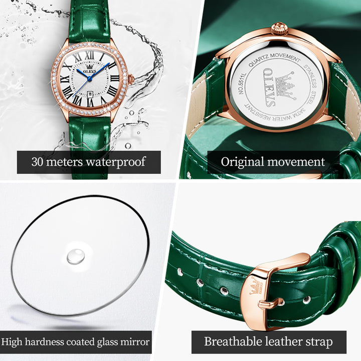 Olevs 5511 watches Waterproof quartz Thin Leather Simple Luxury Strap | 1mrk.com