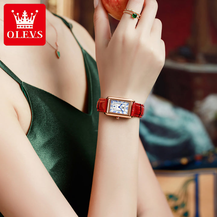 Watches Olevs 6625 Women alloy Luxury Square Leather Strap | 1mrk.com