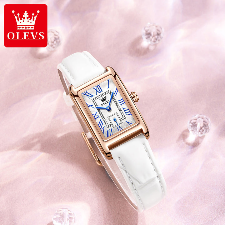 Watches Olevs 6625 Women alloy Luxury Square Leather Strap OLEVS