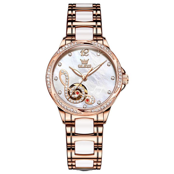 Watches OLEVS 6656 Ceramic Mechanical Watch Women Luxury Flower OLEVS