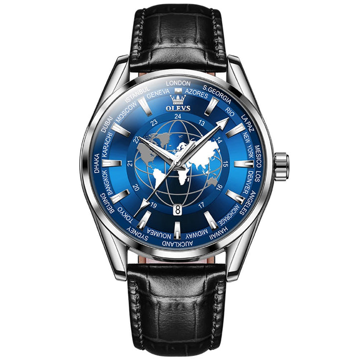 OLEVS 9926 Watch Band Quartz Watch For Men Sky Earth Design Leather OLEVS