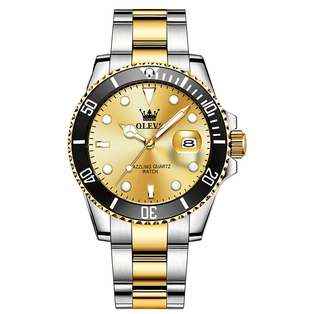 OLEVS Automatic Watches for Men Black Dial Stainless Steel Mechanical  Watches Two-Tone Band Pro Diver Luminous Water Resistant Classic Rotating  Bezel Self-Winding Mens Analog Watches with Calendar - Yahoo Shopping