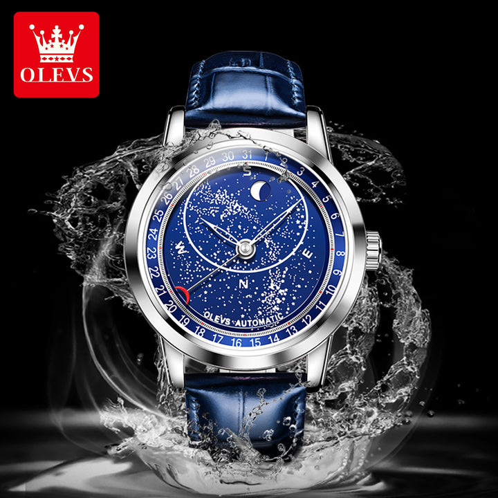 OLEVS 9923 Watches Men Moon pointer Movement Fashion blue Automatic OLEVS