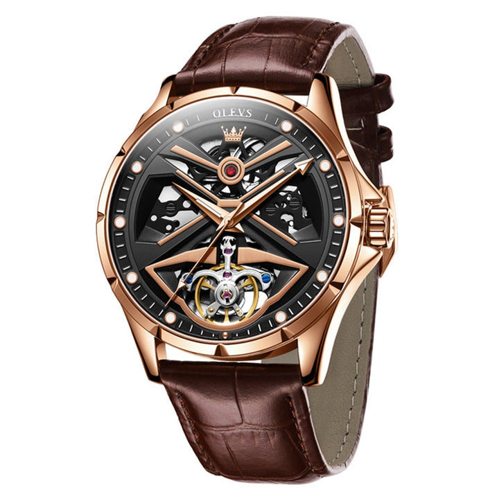 WATCHES OLEVS 6655 Alloy Skeleton Mechanical Wrist Luxury Watches OLEVS