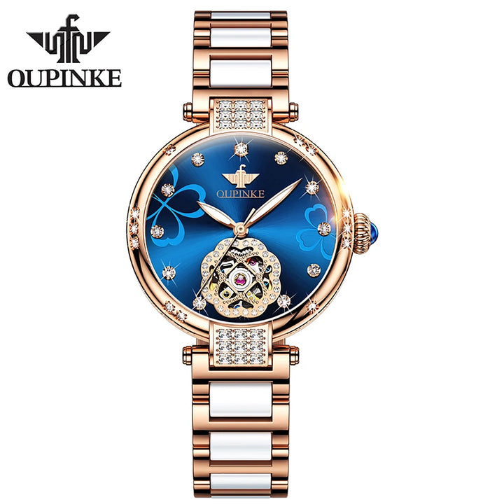 Fashion Luxury Brand Skeleton Sapphire Crystal Ladies Watch 3183 |1mrk.com