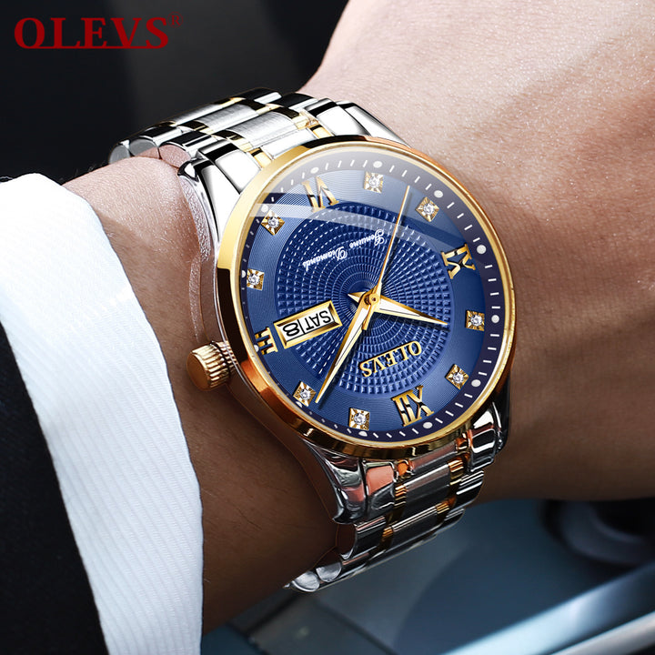 6603 OLEVS HandWatch Brand Luxury Men Business Watch Gold Diamond Mechanical OLEVS