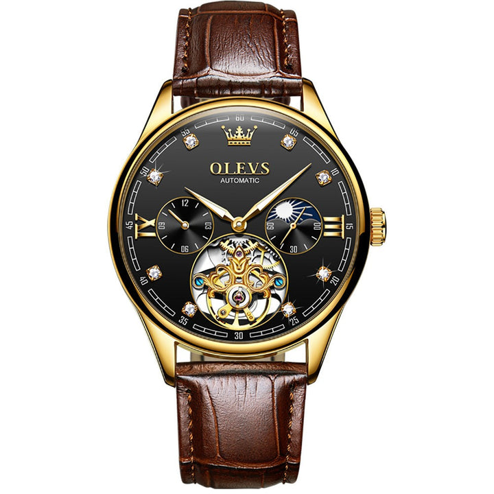 OLEVS 3601 Men Automatic Watch luxury business Leather Luminous | 1mrk.com